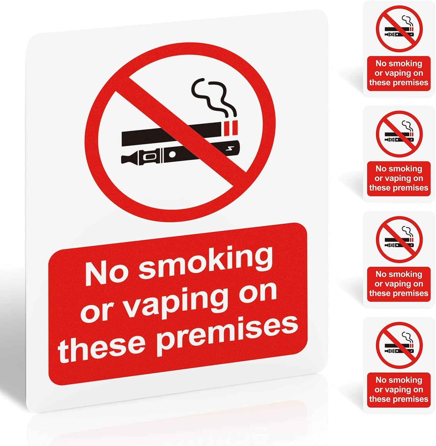 5 Pack No Smoking or Vaping On These Premises Signs, 100 x 75mm Vinyl — image 1