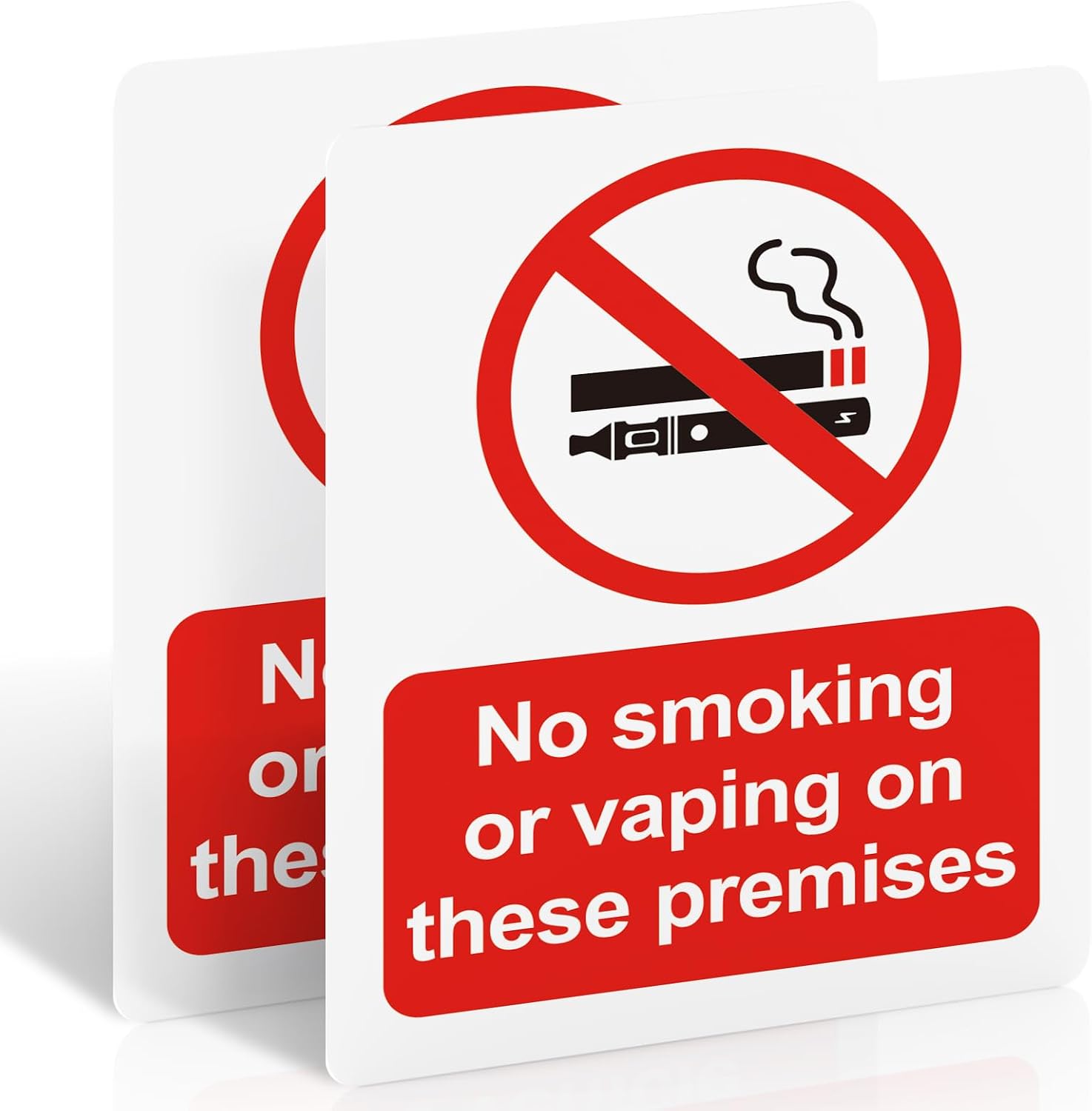 2 Pack No Smoking or Vaping On These Premises Signs, 100 x 75mm Vinyl — image 1