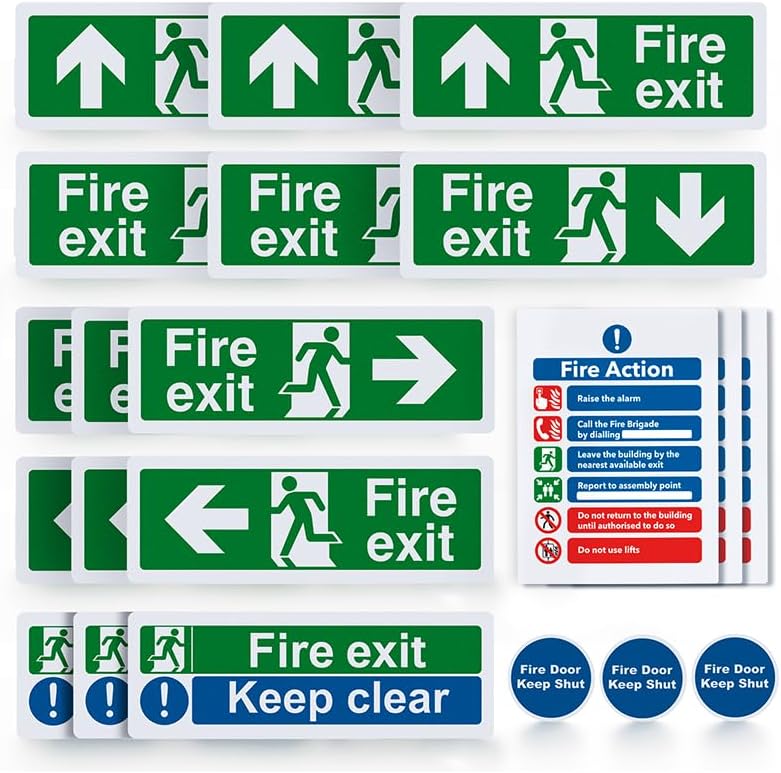 21pcs Premium Fire Exit Sign Kit (Right, Left, Up, Down Arrow) — image 1