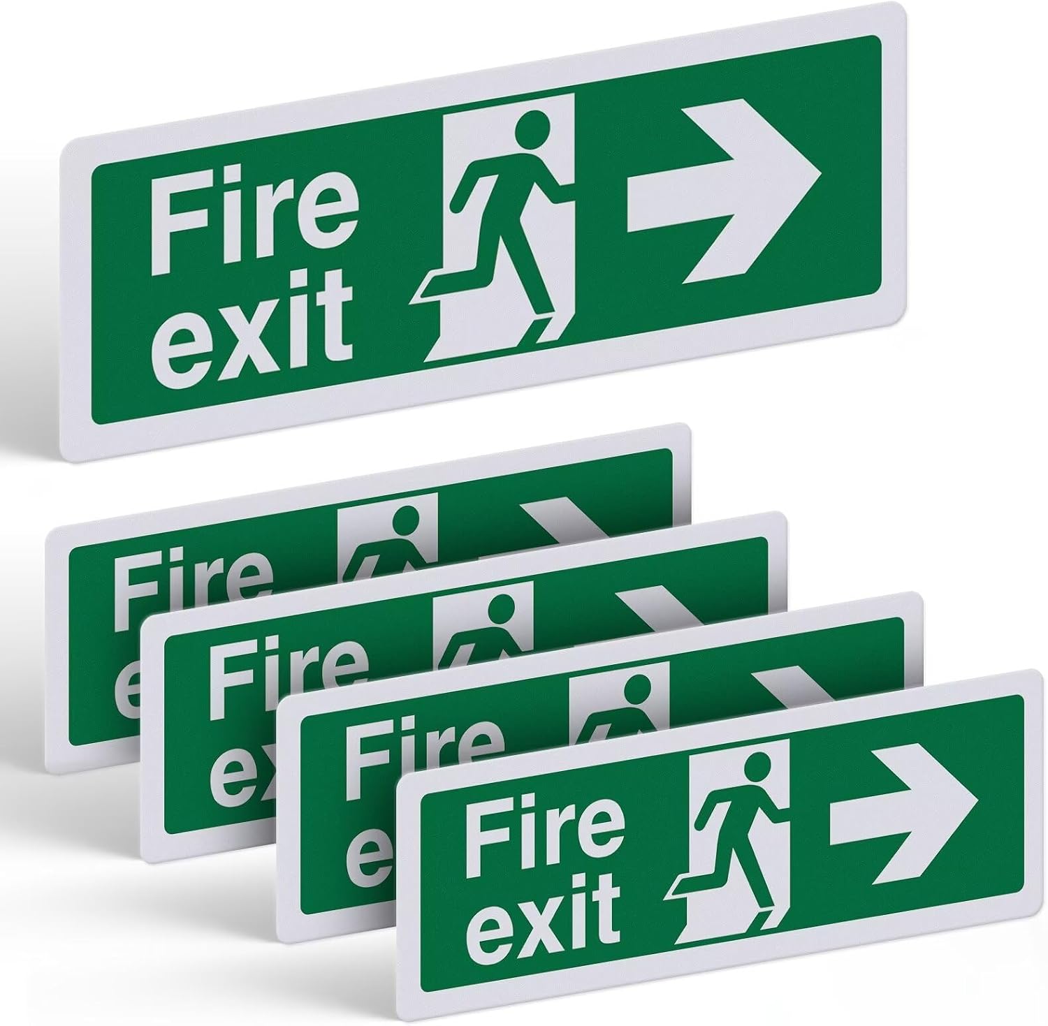 Fire Exit Sign Right Arrow - 5 Pack, 300x100mm Self Adhesive Vinyl - Weatherproof, UV Resistant Matte Finish, Durable Fire Escape Route Stickers for Indoor & Outdoor Use — image 1