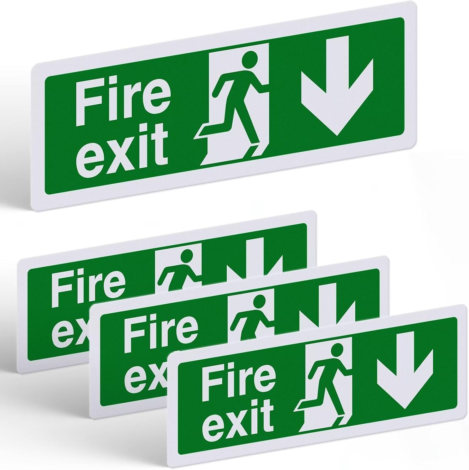 Fire Exit Sign Down Arrow - 4 Pack, 300x100mm Self-Adhesive Vinyl — image 1
