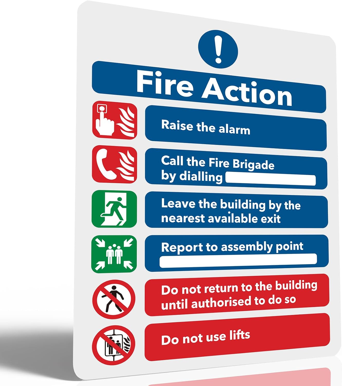 1 Pack Fire Action Notice Safety Sign, 200 x 150mm Vinyl Sticker — image 1