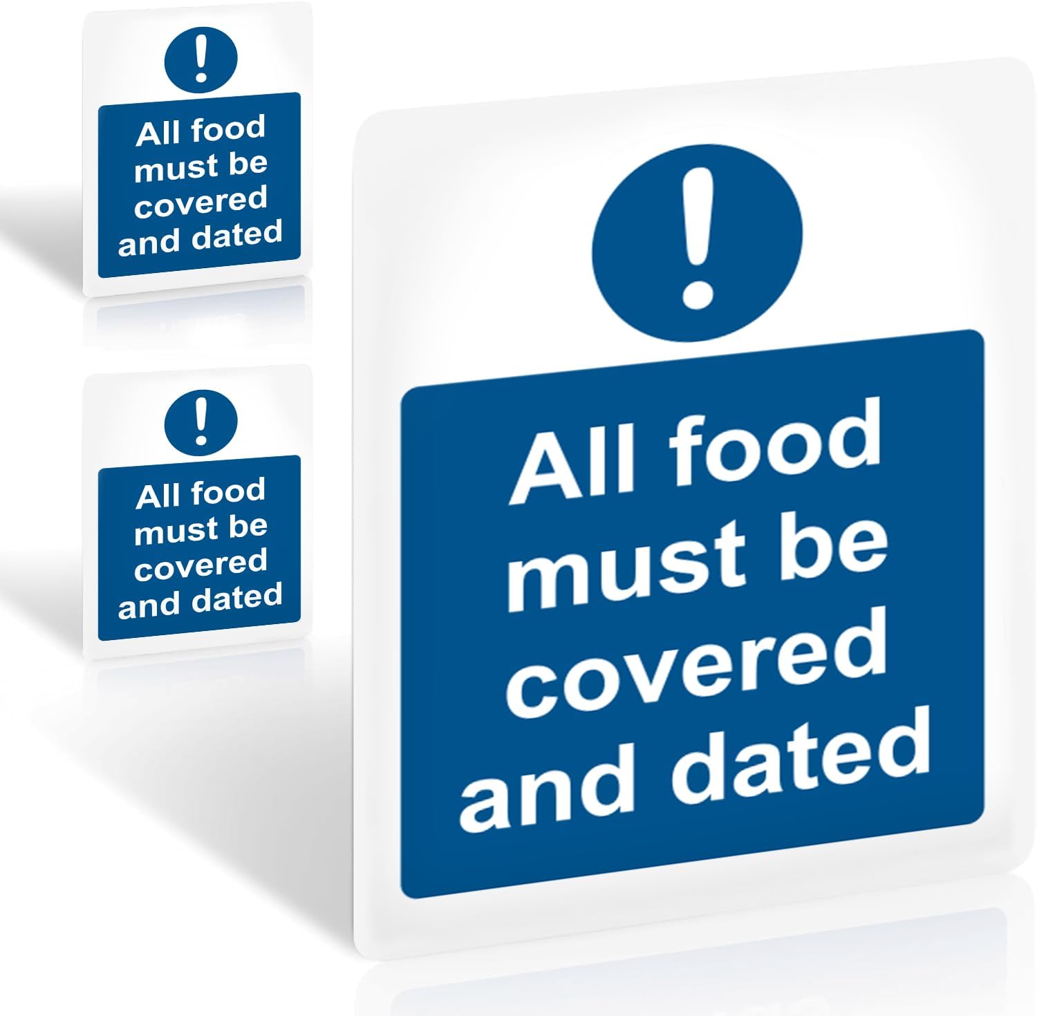 All Food Must Be Covered And Dated Kitchen Hygiene Sign, 3 Pack, 200x150mm — image 1