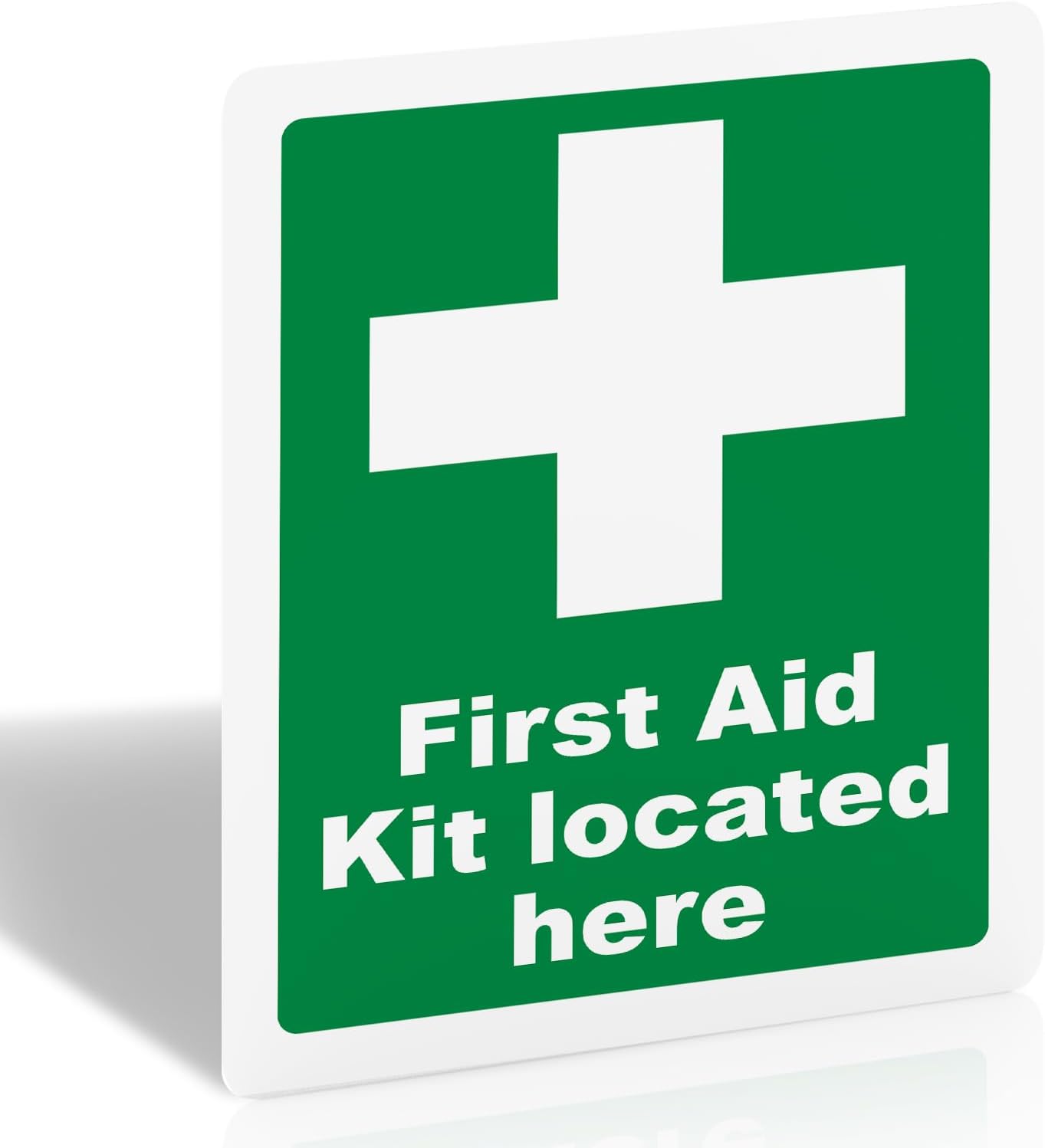 First Aid Kit Located Here Sign, 1 Pack, 200x150mm Vinyl Safety Sticker — image 1