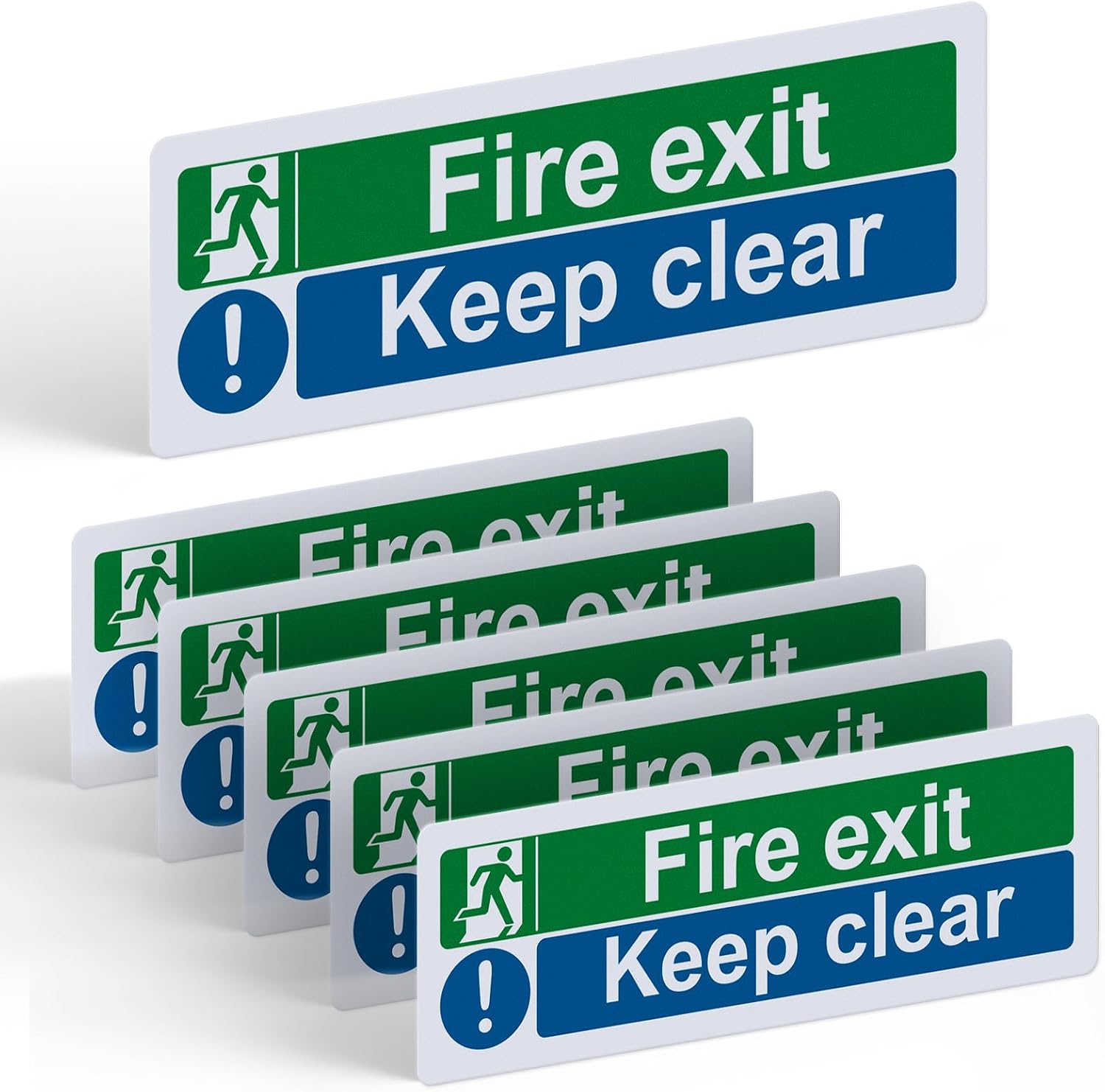 6Pcs Fire Exit Keep Clear Sign - 300mm x 100mm Vinyl Stickers — image 1
