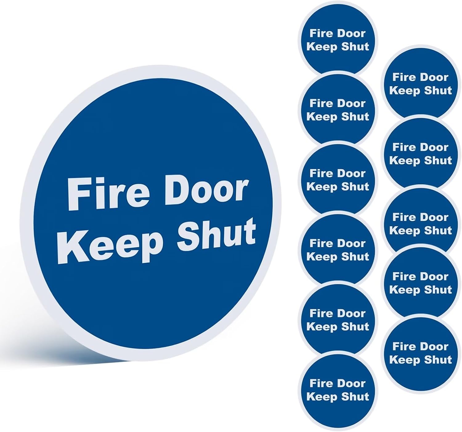 12 Pack Fire Door Keep Shut Safety Signs, 80mm Round Vinyl Stickers — image 1