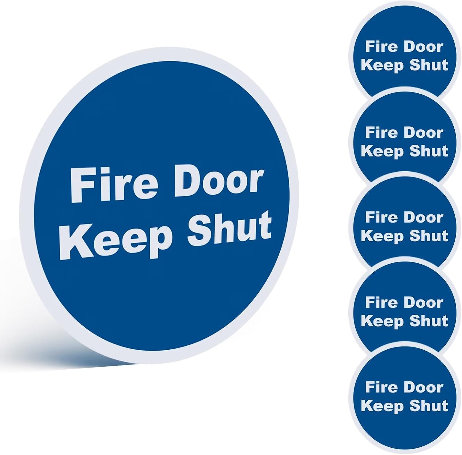 6 Pack Fire Door Keep Shut Safety Signs, 80mm Round Vinyl Stickers — image 1