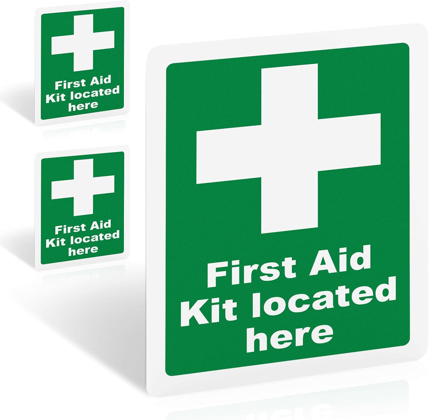 First Aid Kit Located Here Signs, 3 Pack, 200x150mm Vinyl Safety Stickers — image 1