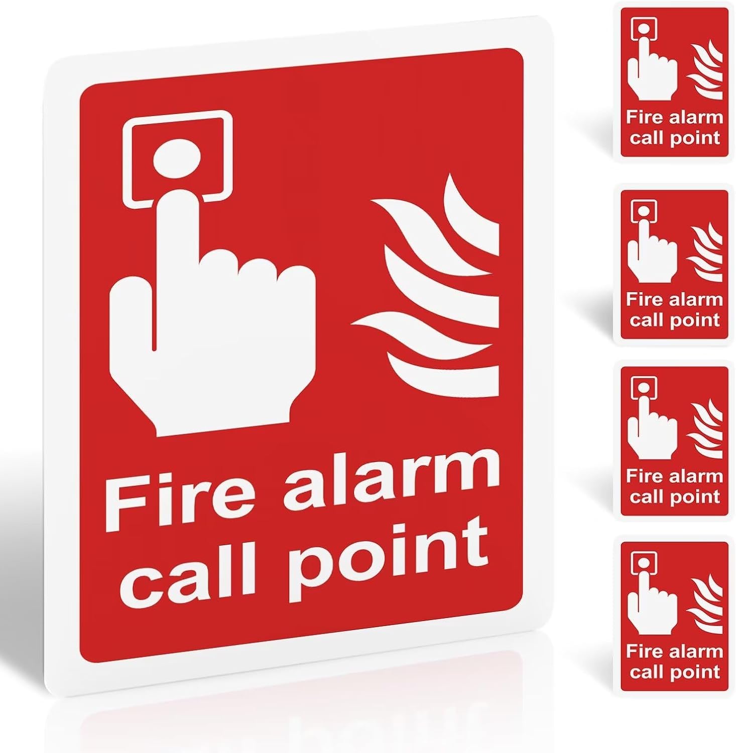 5 Pack Fire Alarm Call Point Safety Signs, 100 x 150mm PVC Stickers — image 1