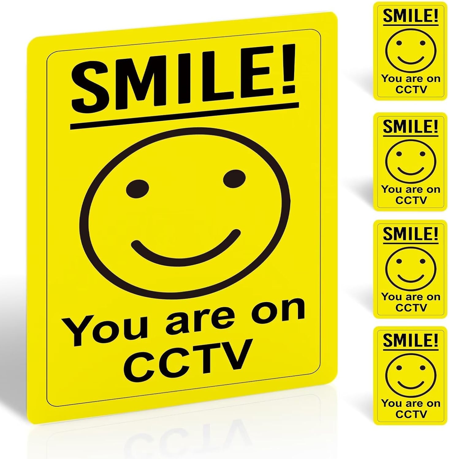 5 Pack Smile You Are On CCTV Warning Sign Stickers, 150 x 100mm — image 1