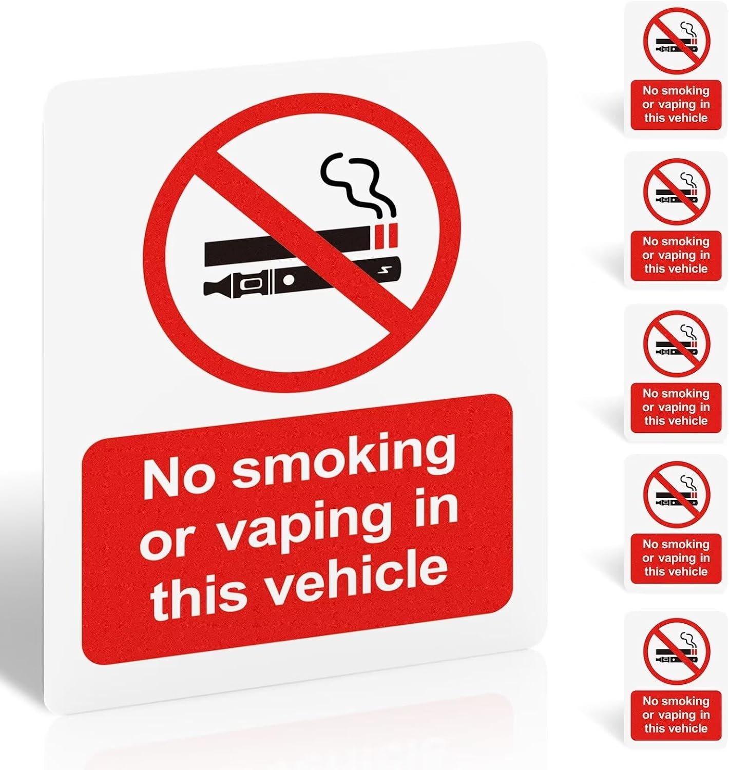6Pcs No Smoking Stickers for Vehicles - 100x75mm PVC Adhesive no smoking signs, UV Print, Matte Finish, EN ISO 7010:2012 Compliant — image 1