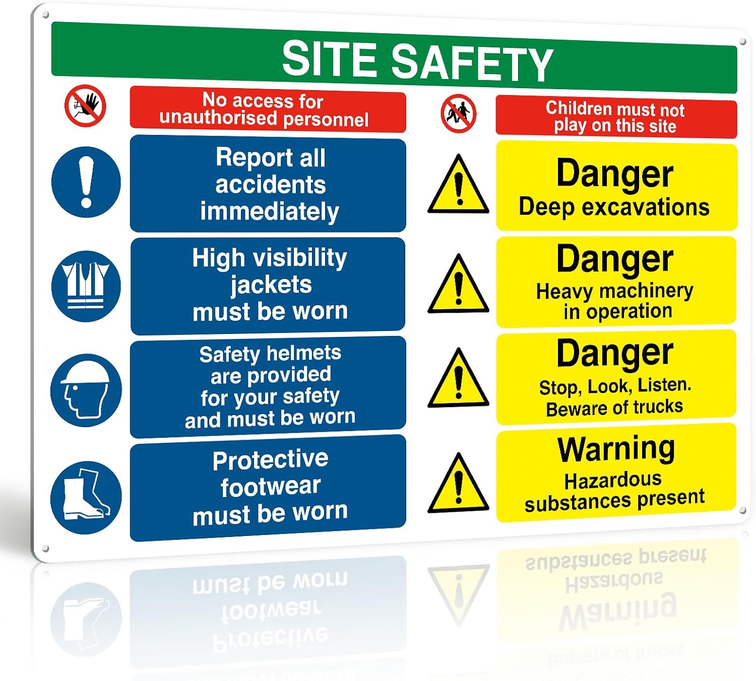 Site Safety Sign for Construction Areas, 600x400mm 1mm PVC Rigid Plastic — image 1