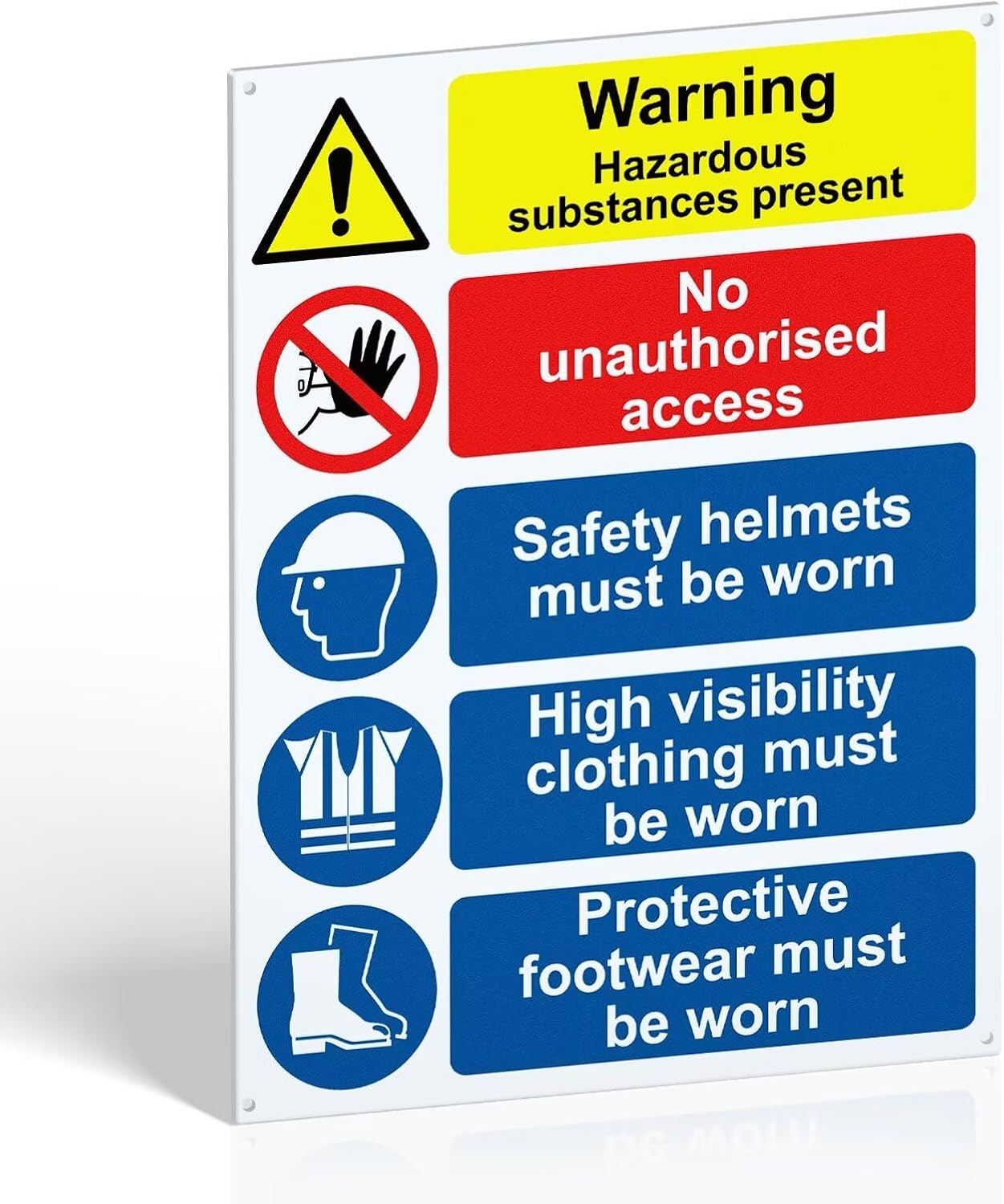 Site Safety Signs, Construction Areas, 400mm x 300mm, 1mm PVC Rigid Plastic — image 1