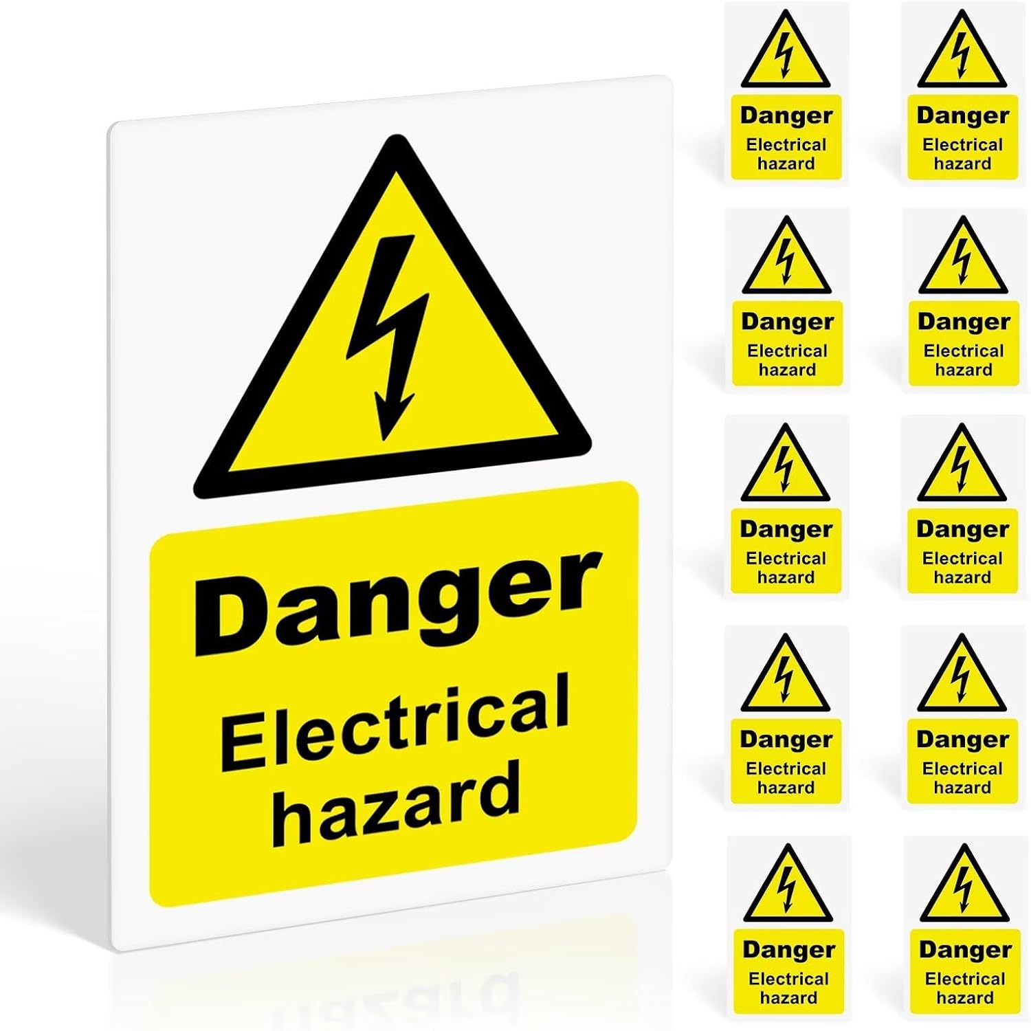 10 Pack Danger Electrical Hazard Warning Stickers, 150 x 100mm Vinyl — image 1