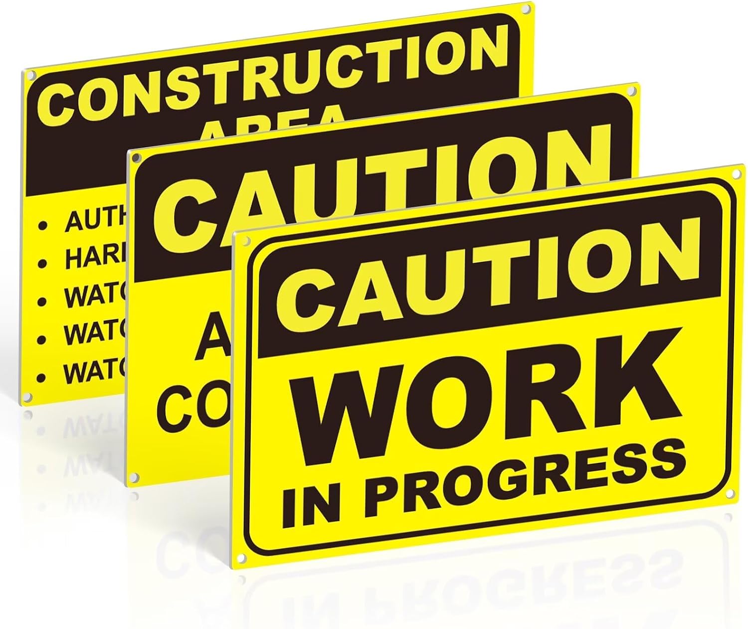 3-Pack Construction Site Warning Sign Set, Work in Progress, 300x200mm — image 1